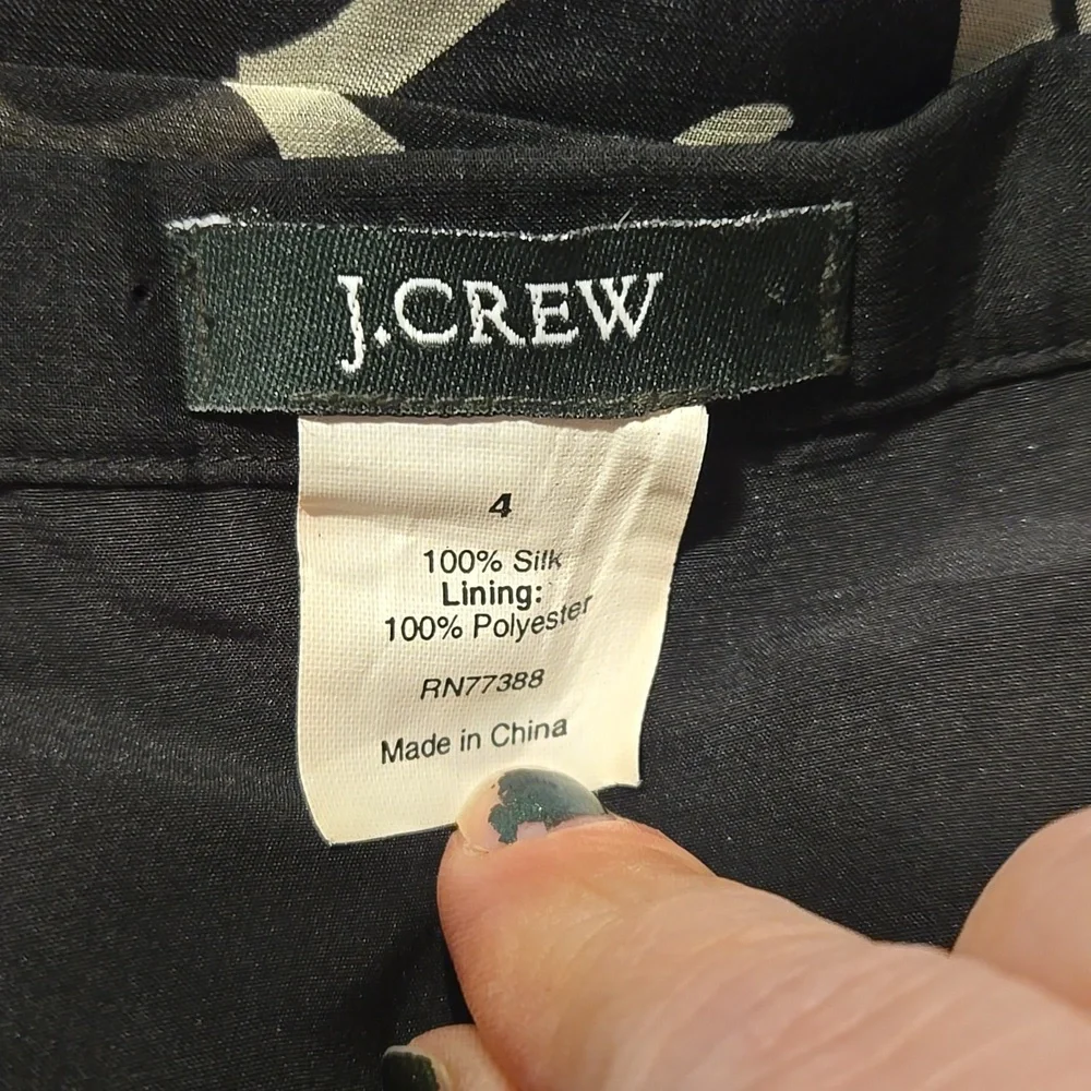 J Crew Black & White Print Silk Skirt